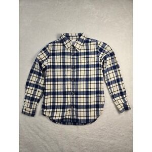 Hanna Andersson Boys Blue Cream‎ Plaid Flannel Button Down Shirt Size 130 US 8